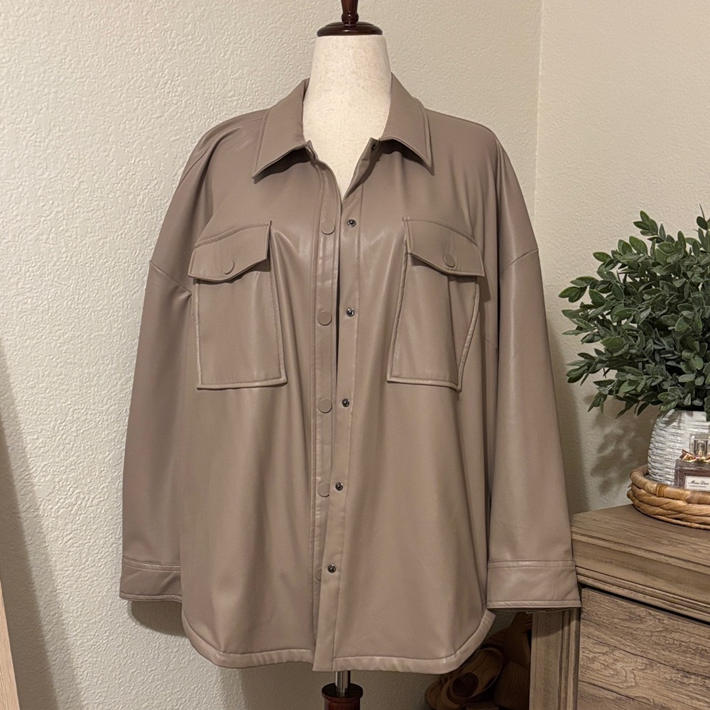 Faux Leather Shacket - image 3